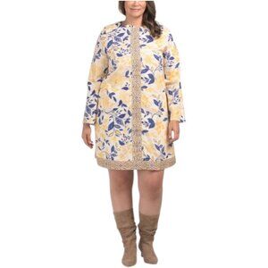 CELINA MOON Plus Bell Sleeve Floral Border Dress